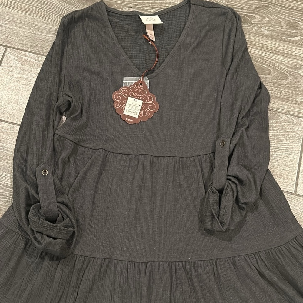 NWT Knox Rose Charcoal Gray Tiered Dress Size XS - Picture 4 of 9